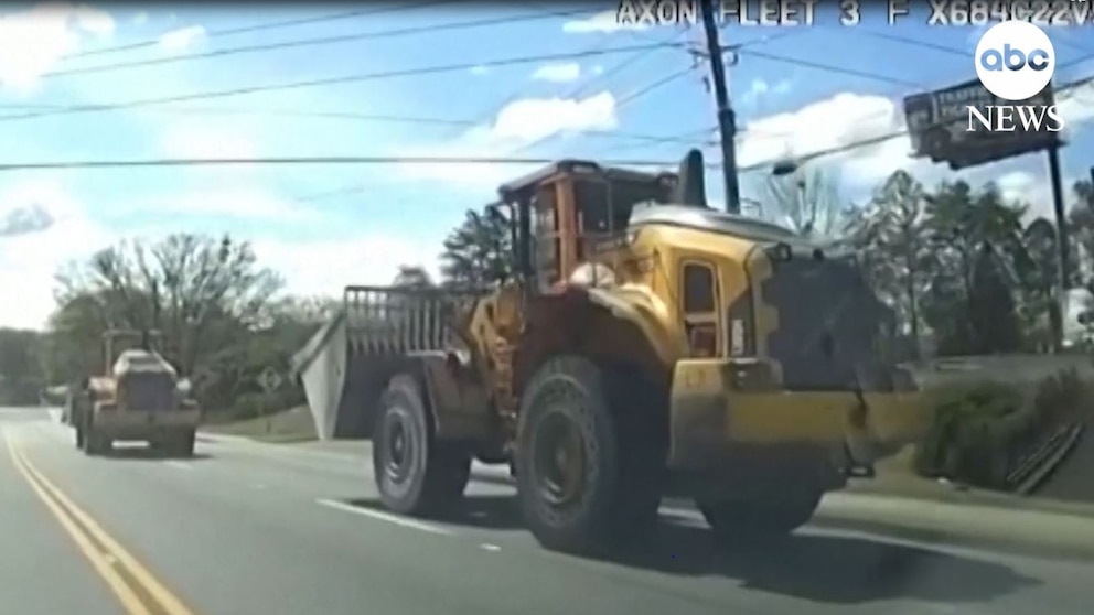 Video Police say an ex-employee led police on a slow-speed chase of a stolen front-loader [Video]