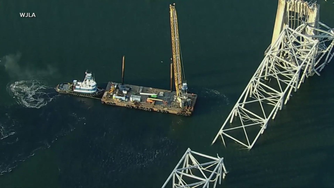 Crews to begin removing Baltimore bridge debris with floating cranes [Video]