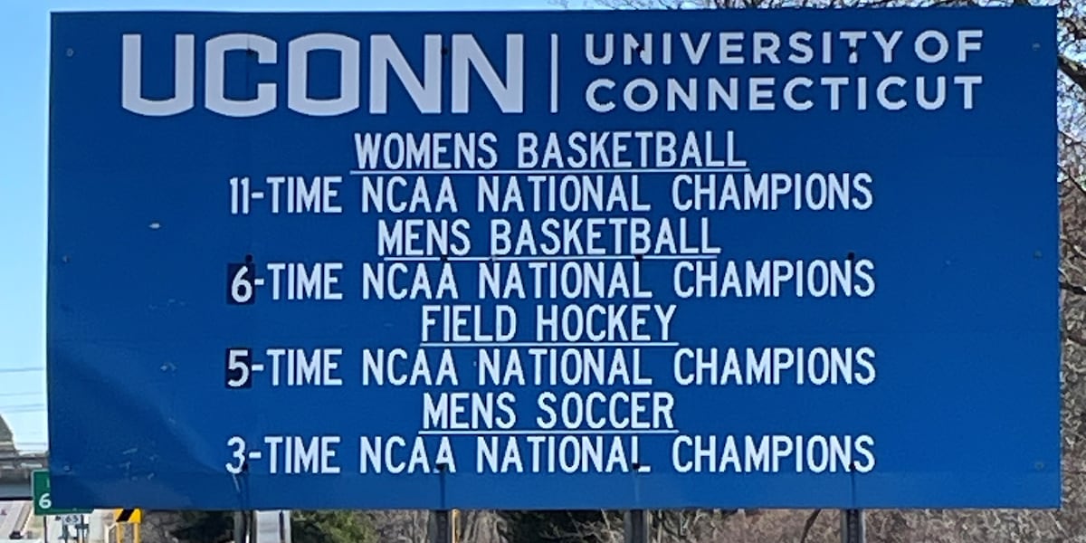 Connecticut highway sign updated to show UConns latest championship [Video]