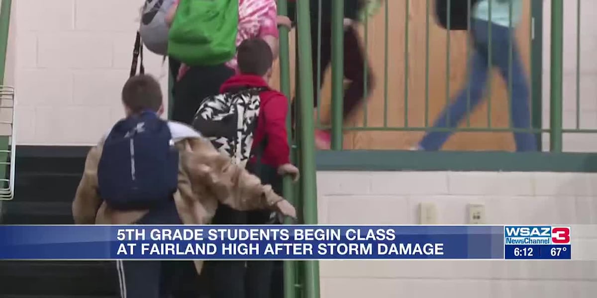 Fairland West 5th-graders begin classes at high school after storm damage [Video]