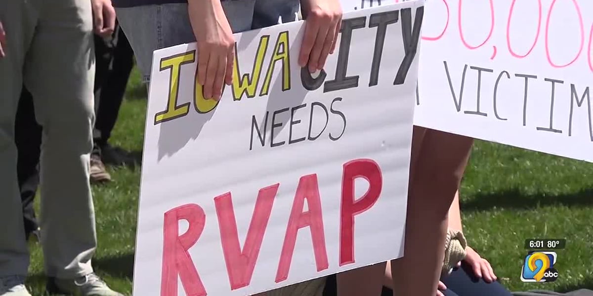 People protest closing of University of Iowas Rape Victim Advocacy Program [Video]