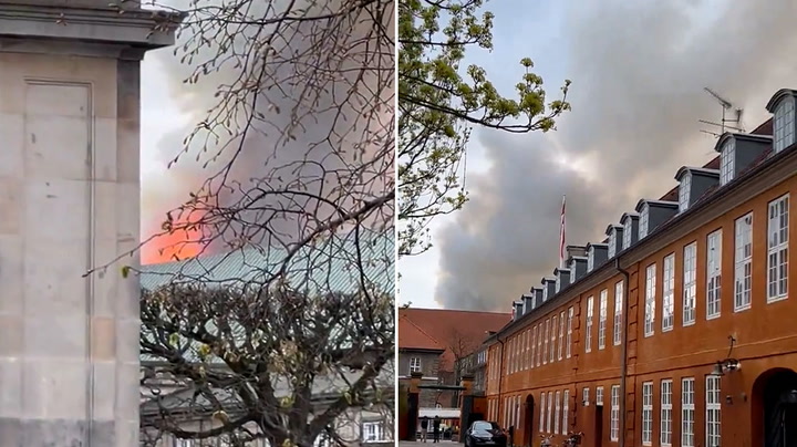 Smoke billows as fire breaks out at Copenhagens Old Stock Exchange | News [Video]