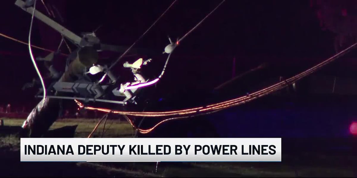 Indiana sheriffs deputy dies after coming into contact with power lines at crash scene [Video]