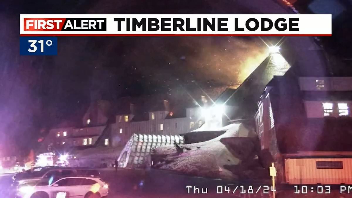Fire breaks out at ‘The Shining’ hotel: Flames rip through Oregon’s historic Timberline Lodge which featured in Jack Nicholson’s famed 1980 horror movie [Video]