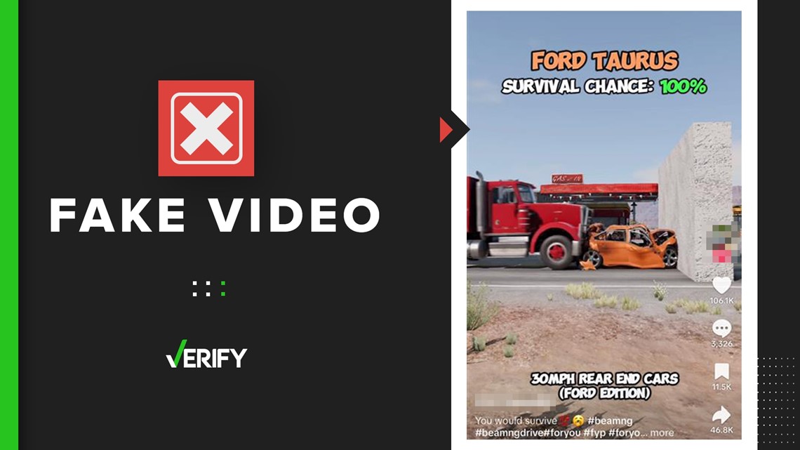 Ford Bronco crash test TikTok video clip is CGI