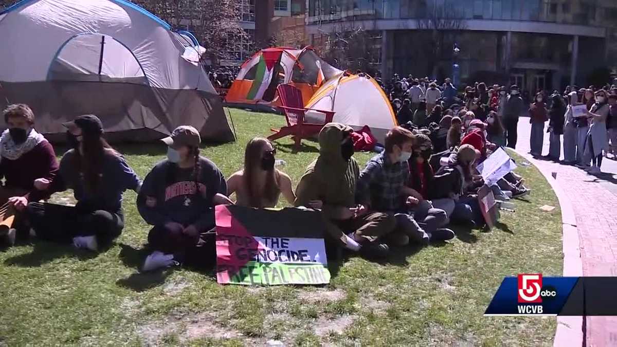 Protest encampment established at Northeastern University [Video]