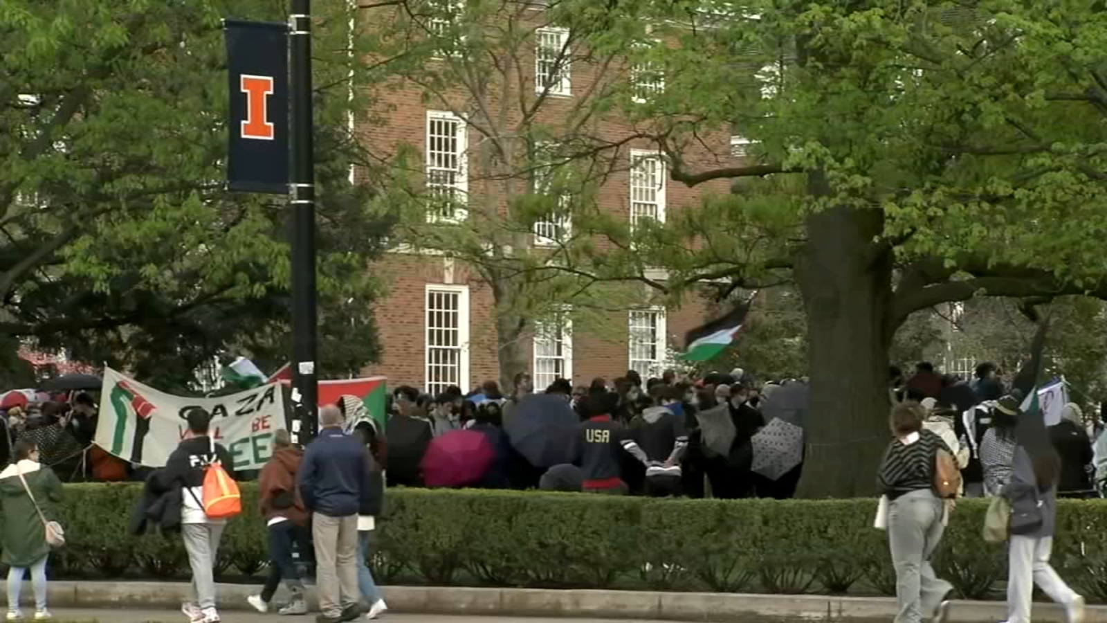 Pro-Palestinian protests at UIUC day after police clashes with demonstrators; 1 arrested [Video]