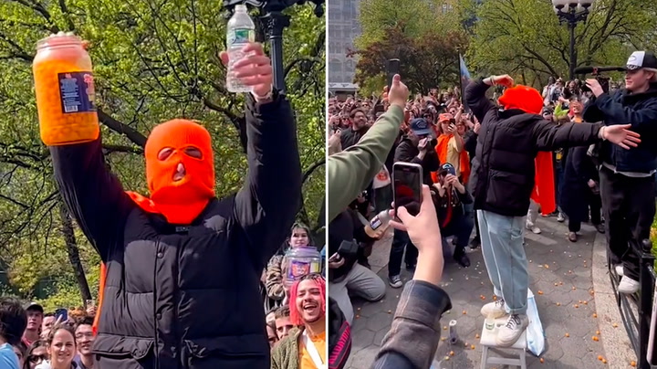Hundreds gather in New York to witness man eat jar of cheese balls | Lifestyle [Video]