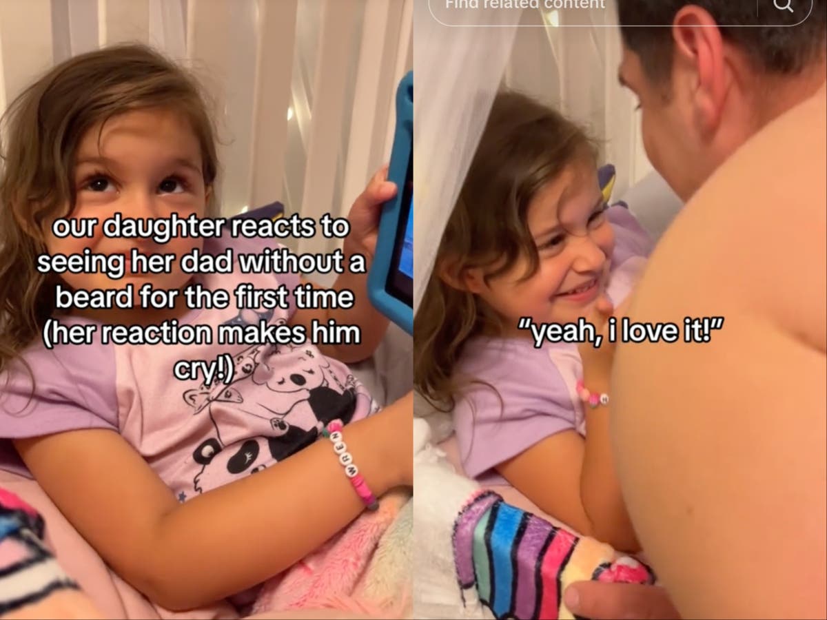 Daughters reaction to father shaving his face for the first time brings him to tears [Video]
