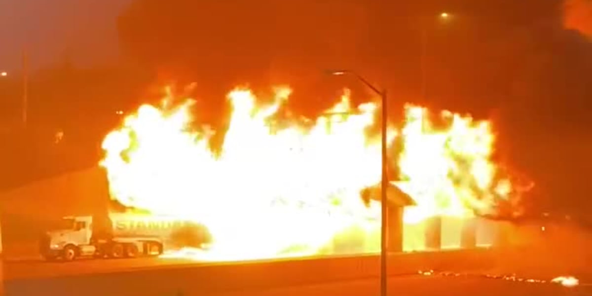 iWITNESS VIDEO: Flames shoot from tanker on I-95 in Norwalk