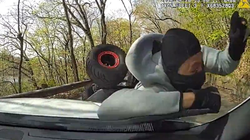 ATV on pedestrian road crashes into CT cop car [Video]