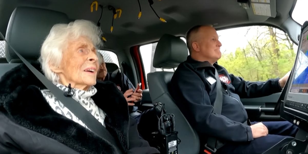 105-year-old celebrates birthday by riding along with firefighters, police [Video]