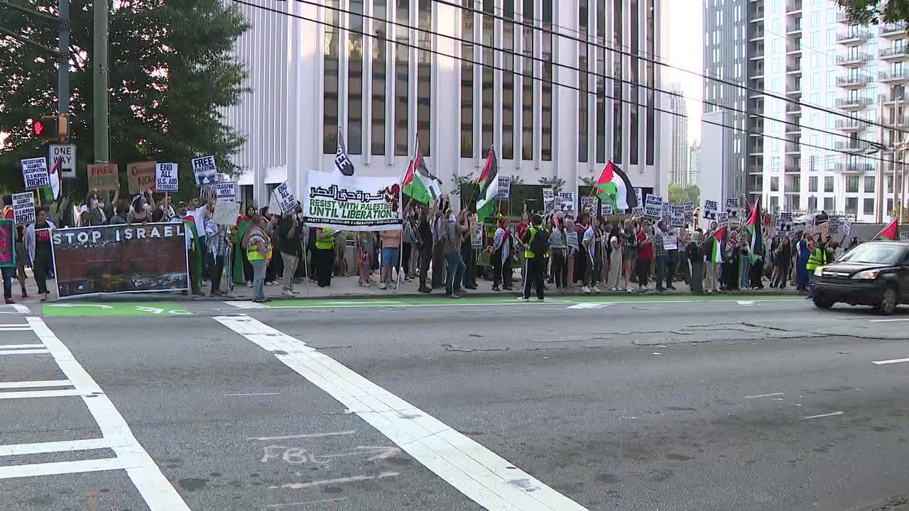 Pro-Palestine protest outside Israeli Consulate in Midtown Atlanta [Video]