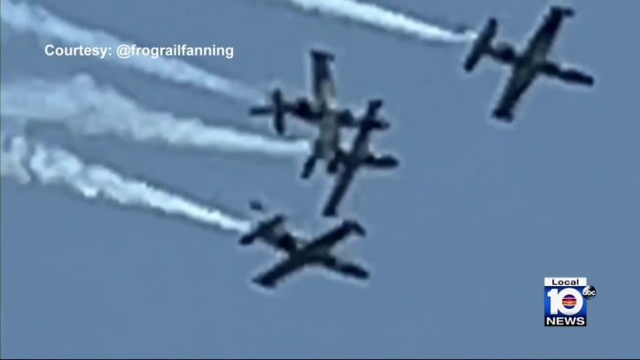 Ghost Squadron planes clip wings during Fort Lauderdale Air Show [Video]