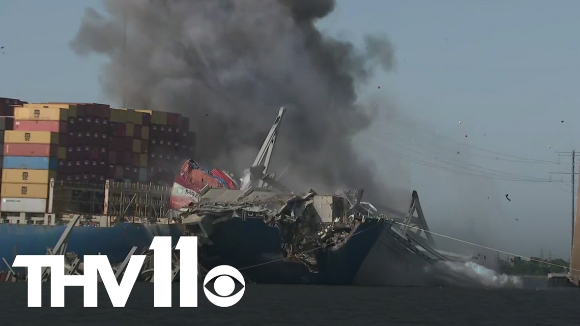 Crews conduct demolition of Baltimore bridge [Video]
