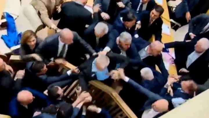 Watch: Chaos descends as brawl breaks out in Georgia parliament | News [Video]