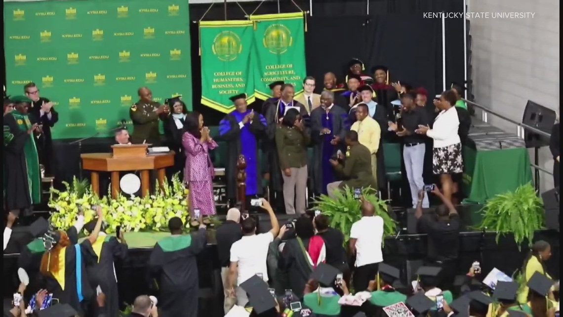 Kentucky State University student gets engaged at graduation [Video]