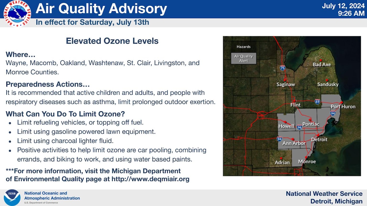 Air Quality Advisories in effect Saturday for several Michigan counties [Video]