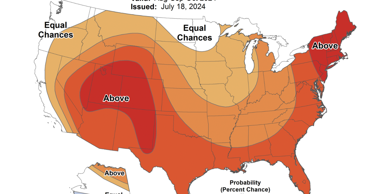 Map shows states where above-normal temperatures are forecast to continue this fall [Video]