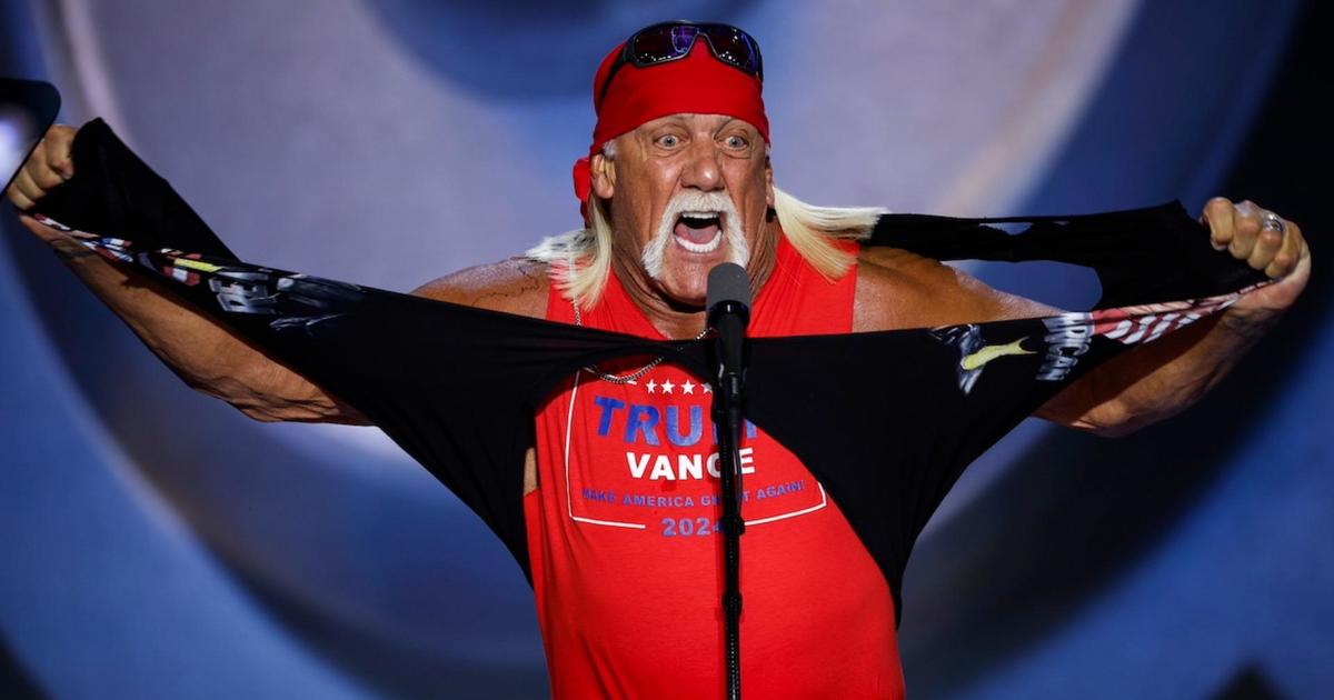 Hulk Hogan calls Trump a “real American hero,” rips off shirt during RNC speech [Video]