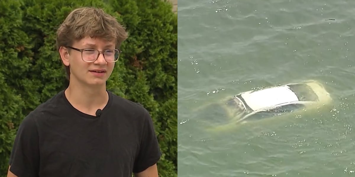 Boy, 15, rescues woman who drove car into lake: Thats just how my family raised me [Video]